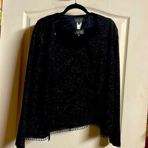 Xscape by Joanna Chen ladies, black shimmery shell and lightweight jacket xl